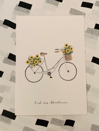 Eulenschnitt - POSTKARTE - Blumenfahrrad - Postkarte