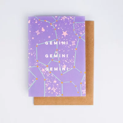 The Completist - Klappkarte - Cosmic Gemini - Hergestellt in Großbritannien