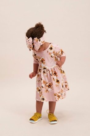 KAIKO - Kids Dress 3/4 - Pastel Bouquet - Manufactured in Portugal