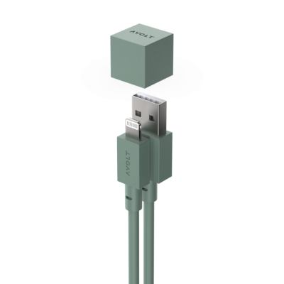 Avolt Cable 1 Ladekabel - Oak Green - USB-A to Apple Lightning charging cable