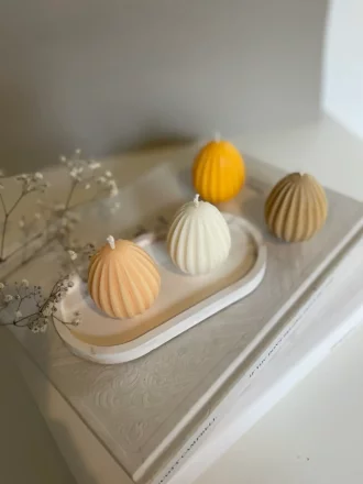 Mykiro - gerillte Ei Kerze - verschiedene Farben - Kerze aus Rapswachs