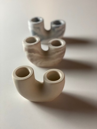 Mykiro - Kerzenhalter aus Keramik - Beige - Mykiro