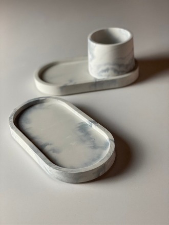 Mykiro - Tablett/Schmuckablage - Mamor grau - Aus Keramik