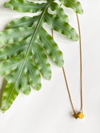 POTIPOTI Accessories - Wood Kette short - gelb/gold - 45cm - Handmade in Berlin