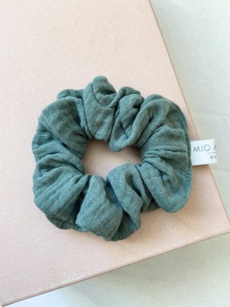 MIO ANIMO - Scrunchie - Musselin Dunkles Mint - Fair made in Berlin