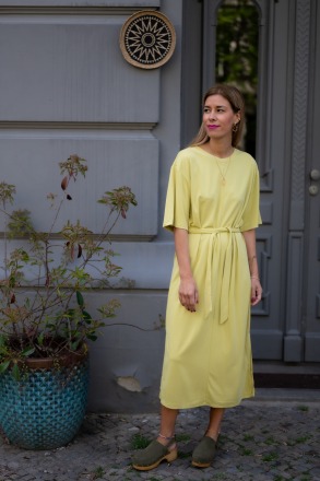MSCH Copenhagen - MSCHDeanie Lynette 2/4 Dress - Golden Green - 68 Modal &amp; 32 Polyester