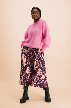 Kaiko - Crepe Button Skirt - Purple Moss - 100 Viskose