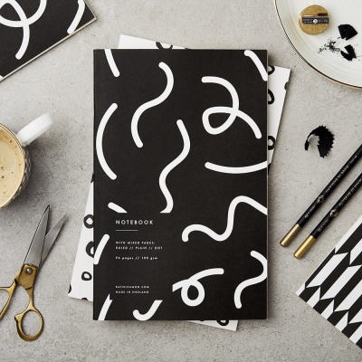 katieleamon - Notizbuch - BLACK AND WHITE HOOPS NOTEBOOK - with mixed pages
