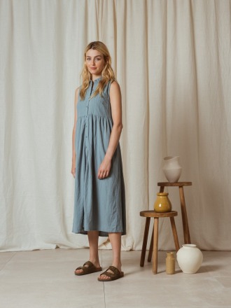 indi &amp; cold - CRINKLED COTTON DRESS - 100 ORGANIC COTTON WOVEN