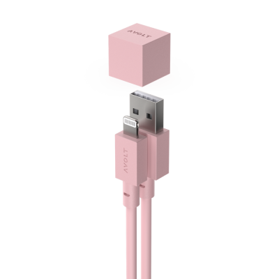 Avolt Cable 1 Ladekabel - Old Pink - USB-A to Apple Lightning charging cable