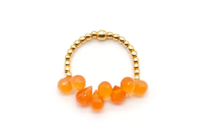 Schmückstück - Ring Drops - Light Orange - Sterlingsilber vergoldet