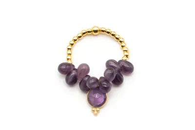 Schmückstück - Ring Drops - Purple - Sterlingsilber vergoldet