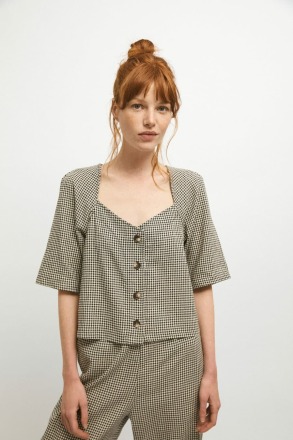 RITA ROW - Filomena Shirt - Black Gingham - 50 Recycled Cotton 29 Ecovero 21 Recycled Polyester