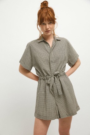 RITA ROW - Nemesio Jumpsuit - Black Gingham - 50 Recycled Cotton 29 Ecovero 21 Recycled Polyester