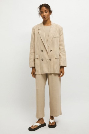 RITA ROW - Quionia Blazer - Sand Gingham - Ethically made in Portugal