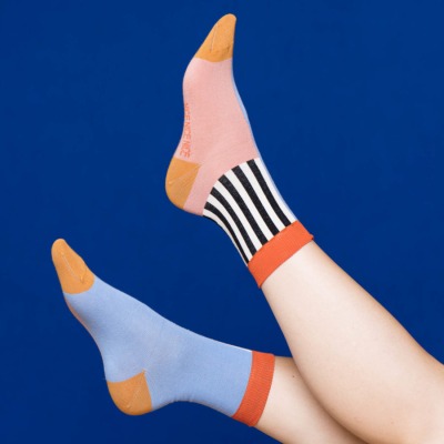 nicenicenice - nice socks half stripes rose creme - fair in Deutschland produziert