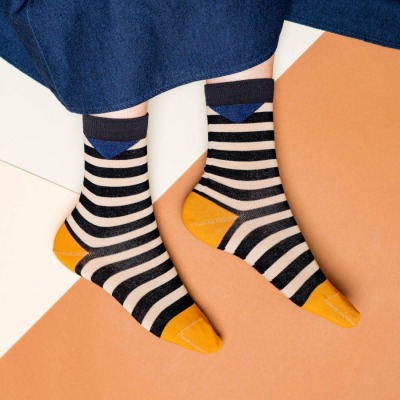nicenicenice - nice socks block stripes sand - fair in Deutschland produziert