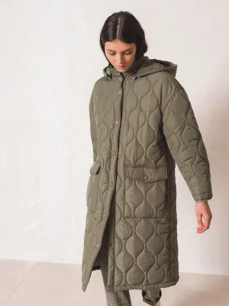 indi &amp; cold - QUILTED PUFFER COAT - Khaki - 100 POLYAMIDE WOVEN
