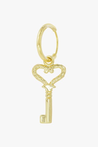 wildthings collectables - Hammered key earring gold plated single piece - produced locally and sus