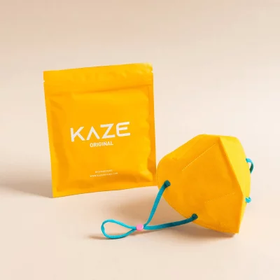 KAZE - FFP2 Maske - Warm Yellow/Dark Mint - 3-dimensional respirator mask