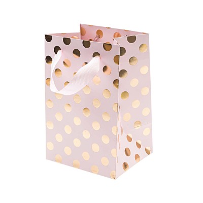 RICO Design - Rico Design Geschenktüte rosa Punkte gold 12x18x10cm