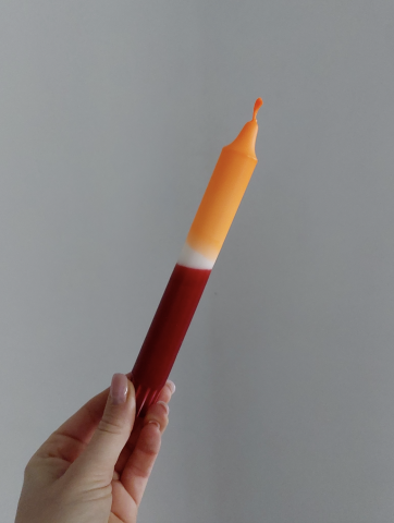 B. K. UNIQUE ARTS - Kerze groß - Orange/Bordaux - Handgetaucht