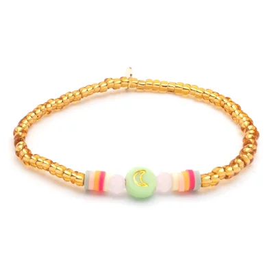 BLUSH INDIGO - Armband Candy Letter - Moon - aus Kristallperlen und bunten Heishi Pearls