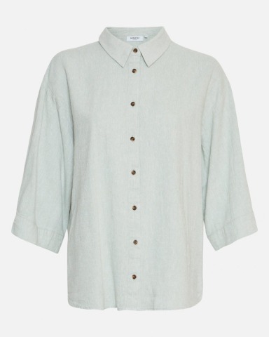 MSCH Copenhagen - MSCHJovene Ginia 3/4 Shirt - Green Melange - 55% Linen &amp; 45% Cotton