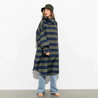 VIVI MARI - Raincoat bold stripes - navy/olive - 100% recyceltes Polyester