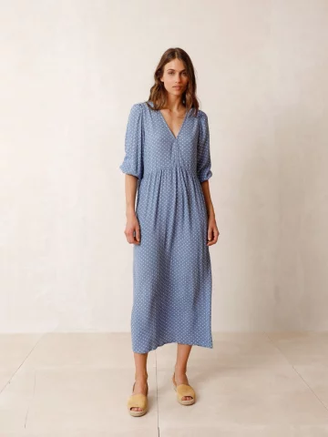 indi&amp;cold - TWO-TONE BECA DRESS - Azul - 100% SUSTAINABLE VISCOSE WOVEN