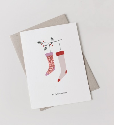 Weihnachtskarten-Set // Weihnachtsstrümpfe - 3 Klappkarten aus 100 Recyclingpapier