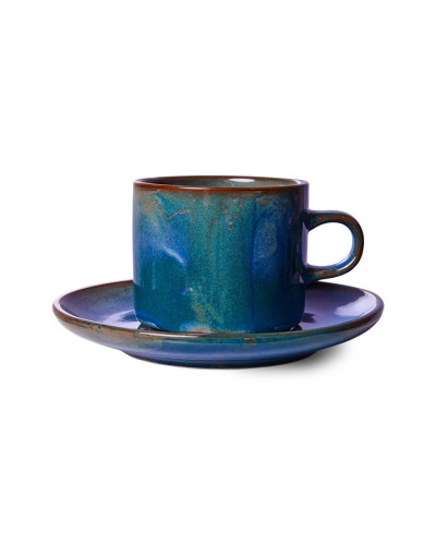 HK LIVING - chef ceramics - cup and saucer rustic blue