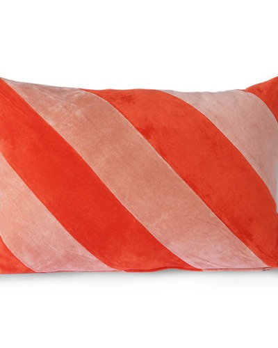 HK LIVING - striped velvet cushion red/pink 40X60