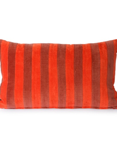 HK LIVING - striped velvet cushion red/bordeaux 30X50