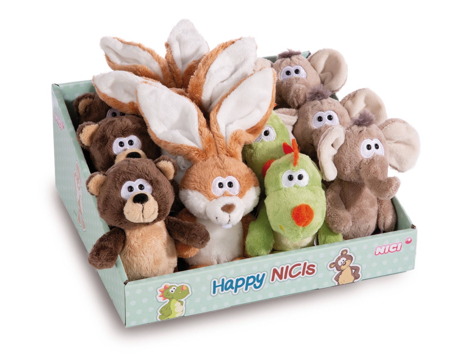 NICI Happy Nicis Bär, Elefant, Dino und Hase , 15 cm