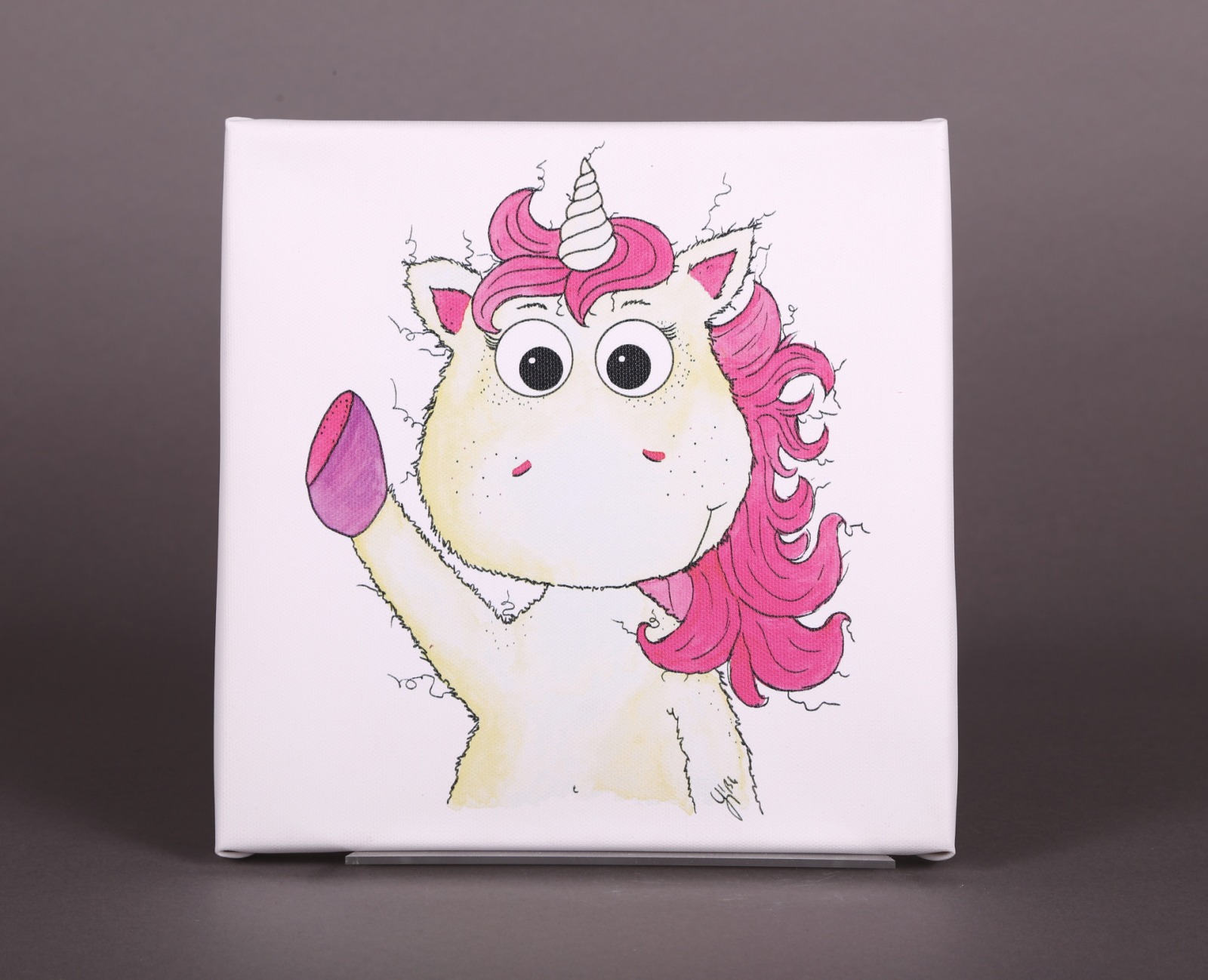 Snöffie kleines Einhorn Leinwanddruck, 20x20cm