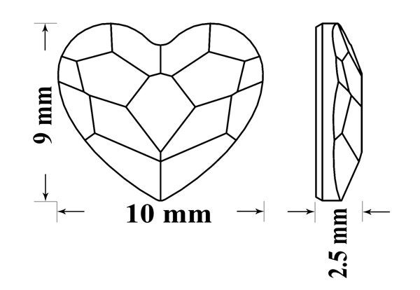 Swarovski 2808 Heart Flat Back 10mm Crystal AB Rosaline Royal Red Light Siam Swarovski Herz