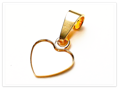 10mm 24K Gelb Gold vergoldeter Silber Herz Cabochon Anhänger mit Schlaufe, Sterlingsilber Rohlinge