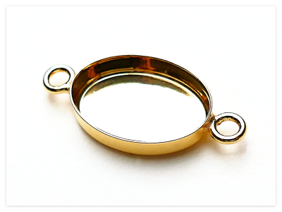 14mm x 10mm 24K Gelb Gold vergoldeter Silber ovale Cabochon Verbinder, Sterlingsilber Armband