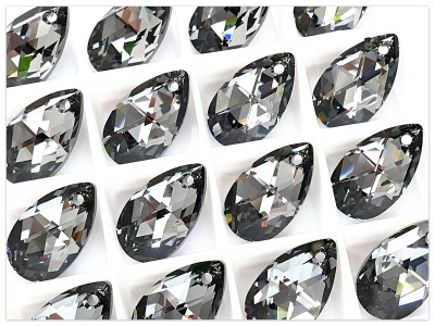 22mm Swarovski 6106 Pear-shaped Silver Night, Swarovski Pear Kristall, schwarzes Kristall, Swarovski