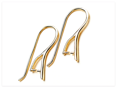 23mm 24K Gelb Gold vergoldete Silber Ohrhaken, Sterlingsilber Offene Ohrring Komponenten für