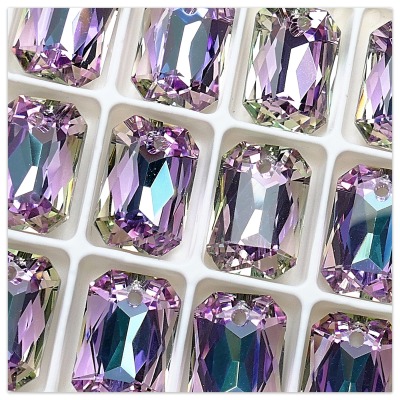 Swarovski 6435 Emerald Cut 16mm Vitrail Light, multicolor Kristall , violetter Rechteck Anhänger,