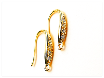 16mm Gelb Gold vergoldete CZ Silber Ohrhaken, Sterlingsilber Offene Ohrring Elemente für Swarovski,