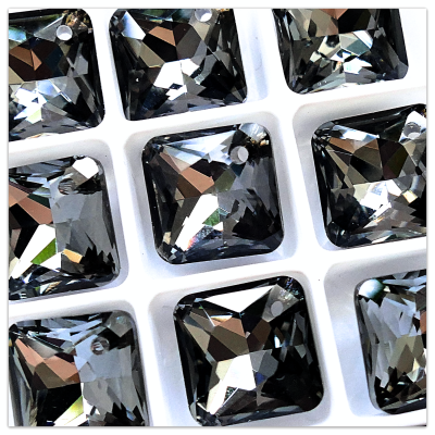 16mm Princess Cut Silver Night Swarovski Kristall, multicolor geometrischer Anhänger, Rosa K9 Glas