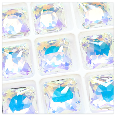 16mm Princess Cut Crystal AB Solaris Kristall, multicolor geometrischer Anhänger, Rosa K9 Glas