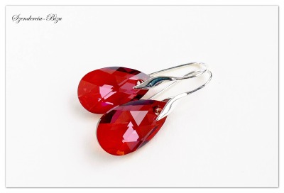 Silber Ohrhänger mit Swarovski Pear shaped Red Magma, Silber Multicolor Tropfen Ohrringe,