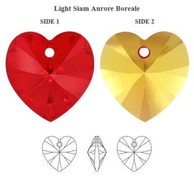 Swarovski Elements, 6228, Heart, Light Siam AB, 10mm, 14mm, Swarovski Herz, Swarovski Heart,