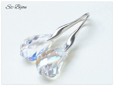 Silber Ohrhänger mit Swarovski Helix Shimmer, Silber Kristall Tropfen Ohrringe, Multicolor Brautsch