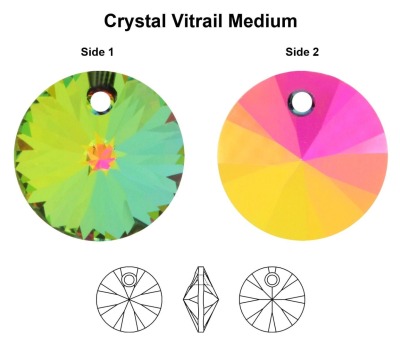 Swarovski Disc 12mm Crystal Vitrail Medium 6428 XILION Rivoli Swarovski Scheibe Multicolor Kristall