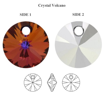 Swarovski Disc 12mm Crystal Volcano 6428 XILION Rivoli Swarovski Scheibe Multicolor Kristall rotes